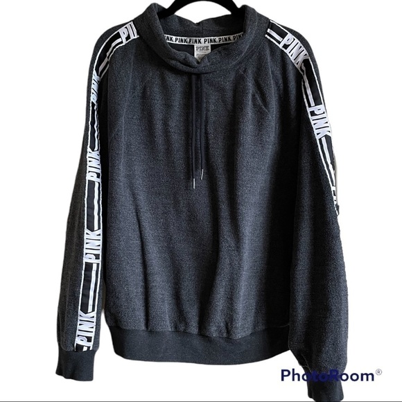 VS PINK Funnel Neck Logo Fleece Pullover | M - Picture 3 of 5